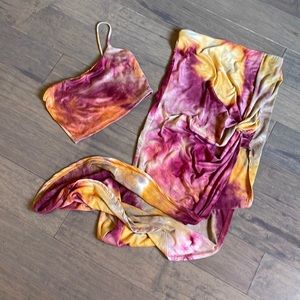 Windsor Asymmetrical Skirt Set in Pink and Orange